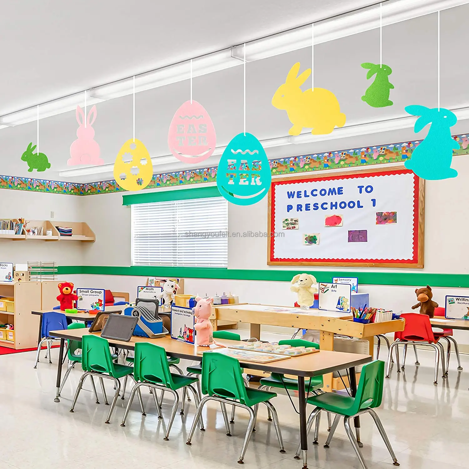 Felt Easter Bunny And Egg Banner Easter Hanging Decoration