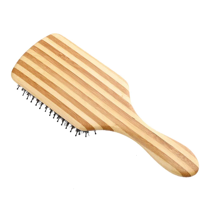 BLACK EGG Paddle Cushion Brush Bamboo Wooden Hair Brush With Boar Bristle Head Massager Hair Detangling Straightener Brushes