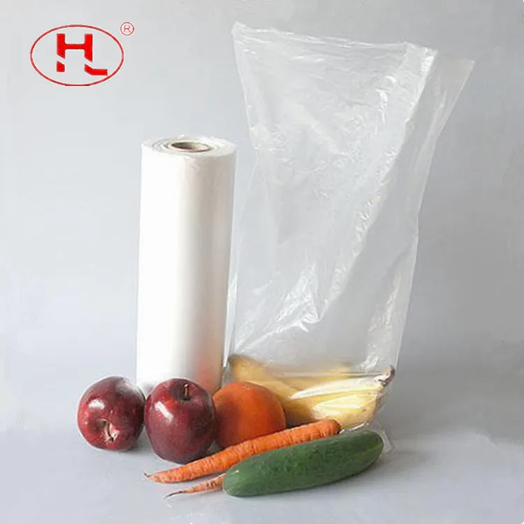 Biodegradable Supermarket blocks & roll fruit vegetable packaging supermarket flat produce bag on roll
