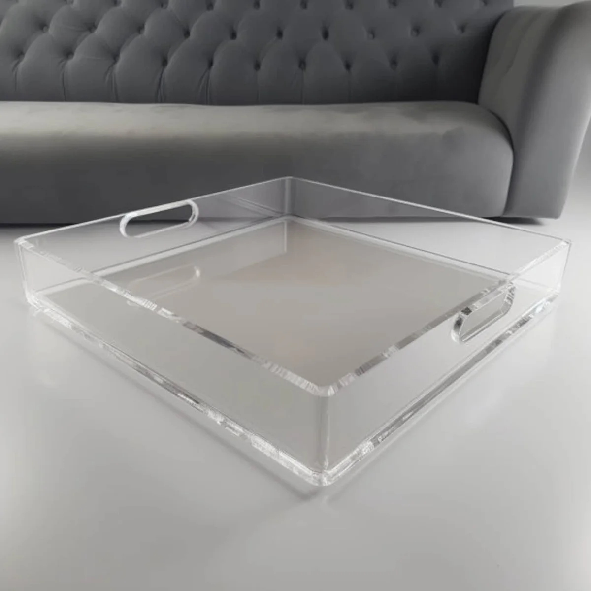 Handcrafted Clear Large Acrylic Serving Tray