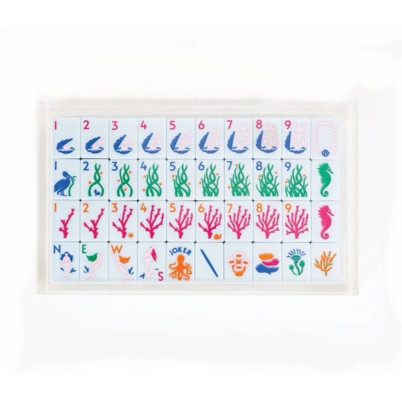 Custom Acrylic Blank Mahjong Tiles With Storage Boxes Deluxe American Mahjong Crystal Luxury Mini Mahjong Set For Travel Game