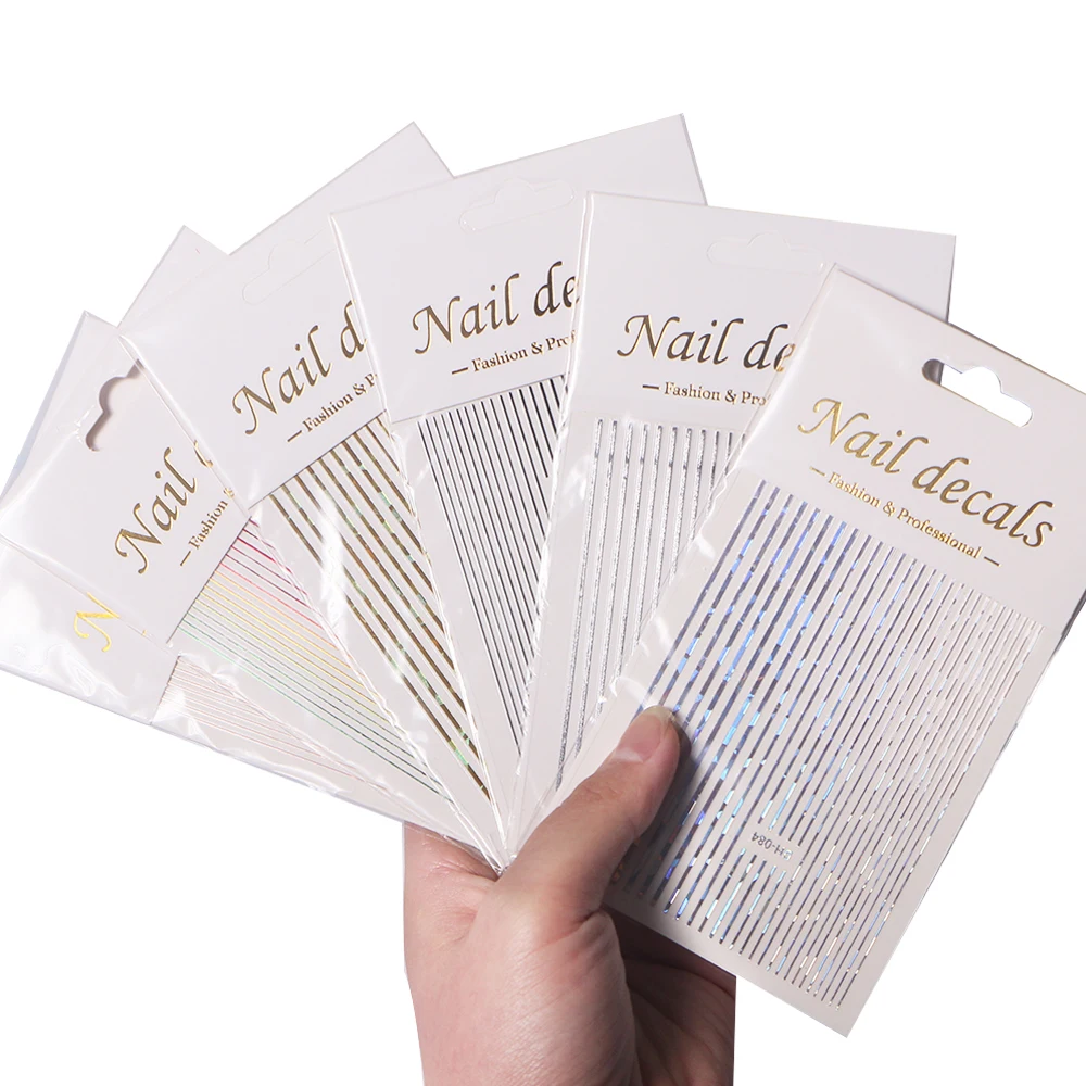 High Quality Gold Nail Line Nail Art Stickers Decoration,Custom Stickers Black White 3D Nail Stickers