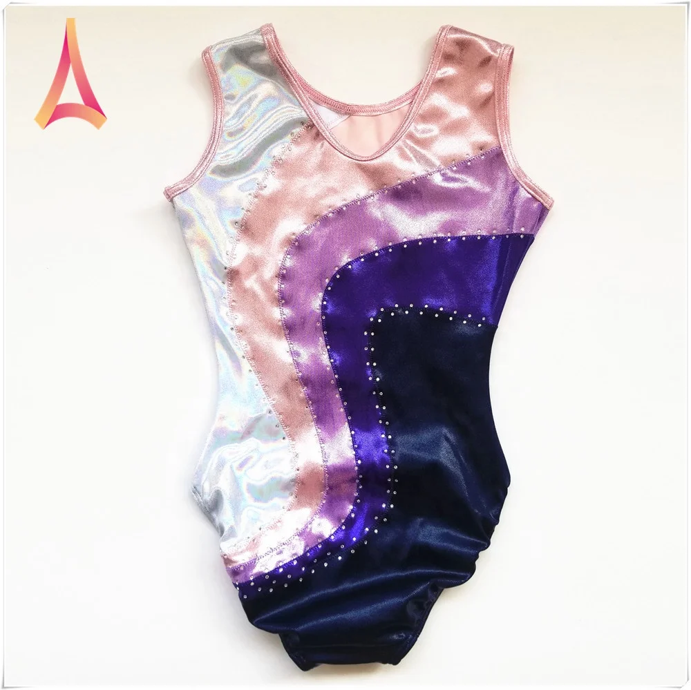 Оптовая продажа, блестящий Профессиональный Цельный купальник из лайкры для маленькой девочки для художественной гимнастики