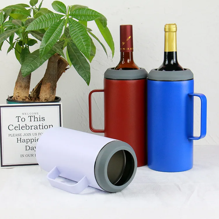 steel skinny can cooler vacuum beverage holder stainless steel beer bottle holder with handle