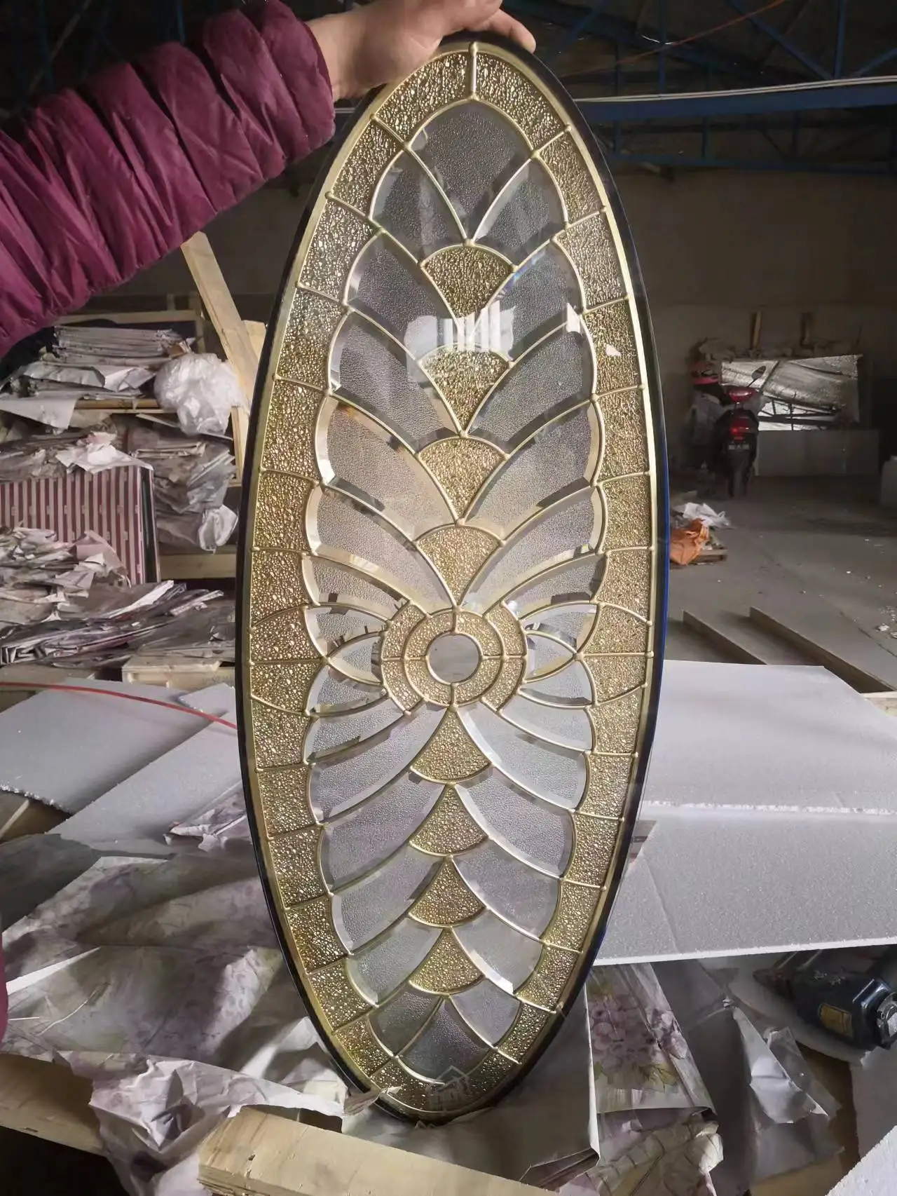 Decorative Tiffany Glass Panel For Wrought Iron Door Inserts