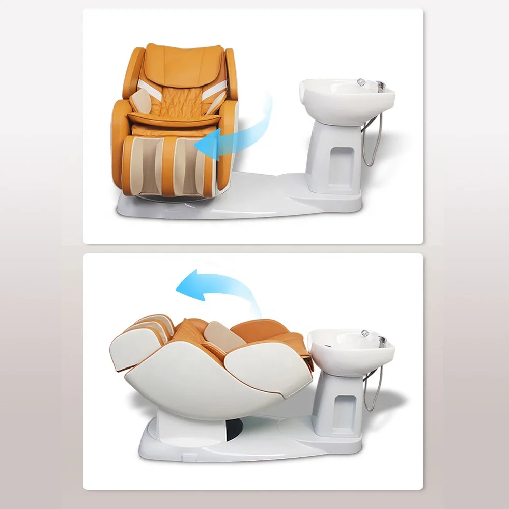 Professional Modern Luxury Beauty Hair Salon Furniture Backwash Bed Electric Full Body Shiatsu Massage Shampoo Chair with Bowl