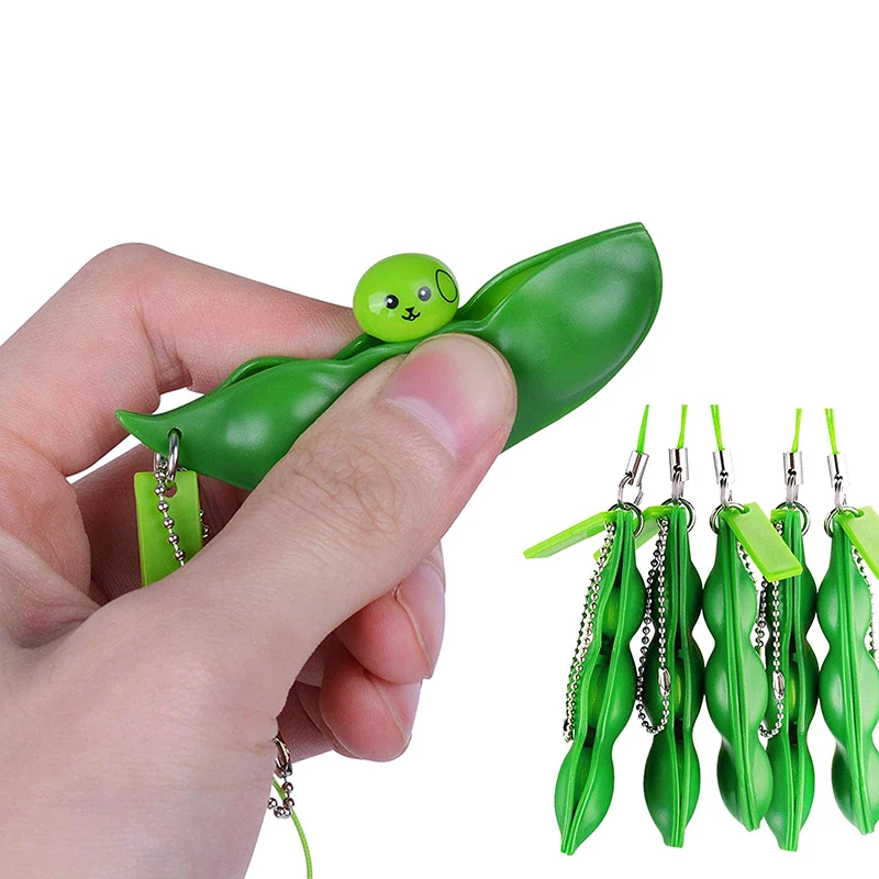 
Squeeze A Bean Keyring Pea Soybean Stress Relieving Toys Keychain Fidget Bean Toys 