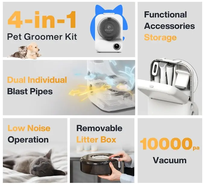 Home Use Professional Pet Grooming Kit with Fur Remover Hair Brush Dryer Clippers Set Trimmer Cleaner Vacuum For Dogs Cats