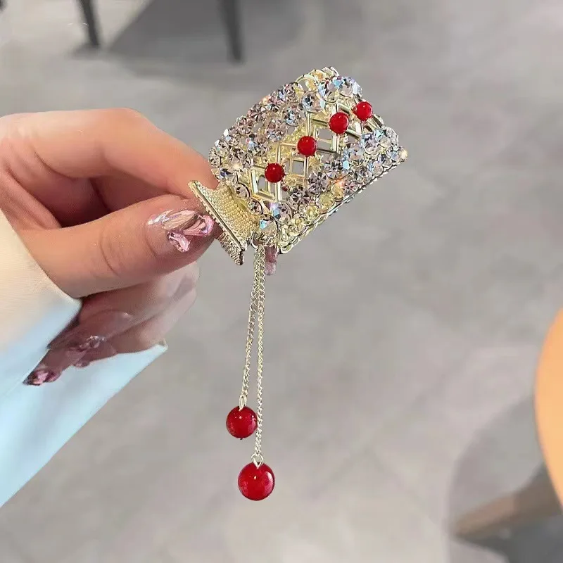 wholesale trendy colorful various flower crown glass jade sparkling gleaming Hair claw clamp hairpin shark clip women ladies