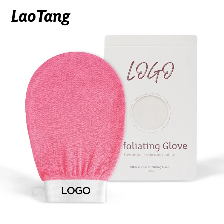Лаотанг розовая вискоза для глубокой очистки кожи Марокканская кесса отшелушивающая Хаммам-рукавица