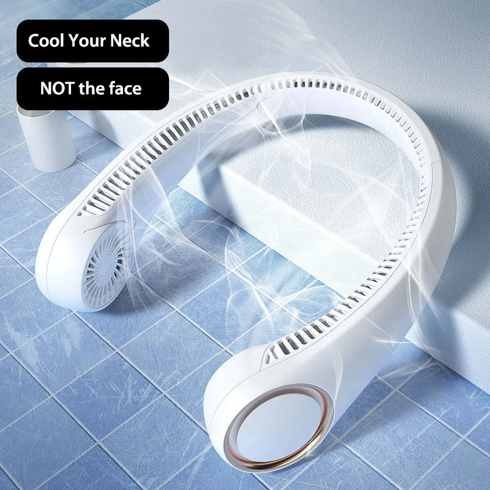 Mini fan portable fan, USB headset shape design, 3-speed mode natural wind 360 surround wind 4000Mah neck-mounted fan