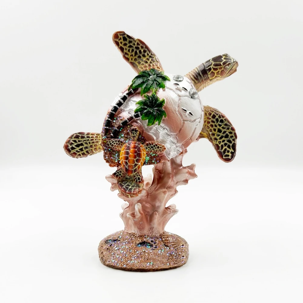 Customized LOGO Resin Crafts Beach Turtle Decoration Creative Tourism Souvenir Coral Mother Child Turtle Sculpture