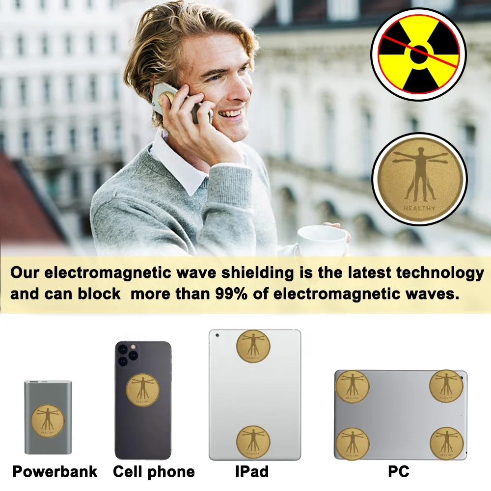  Новый 24K Gold EMF защитный стикер анти-излучение против 5G радиации круглый Shiled