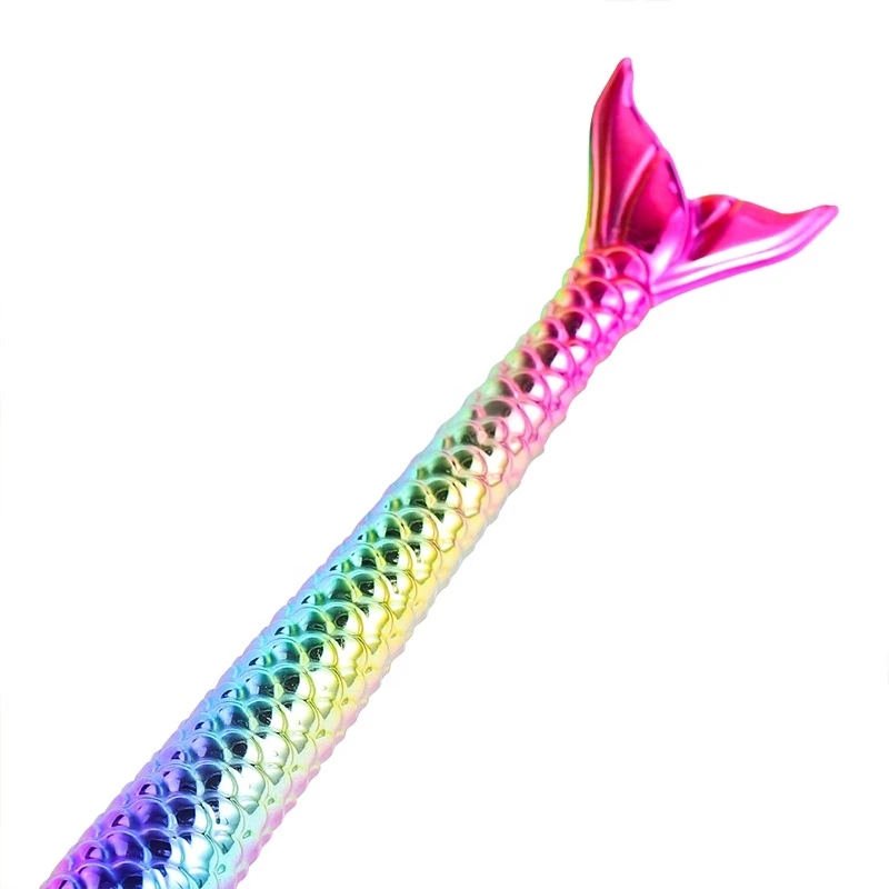 Nail Art Brush Pen Mermaid Soft Fluffy Dust Clean Glitter Powder Remover Gradient Color Handle Blush Makeup Tools