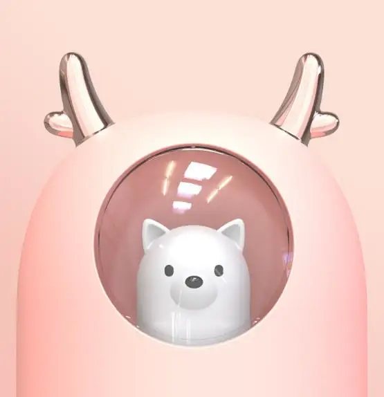 Amazon Small  Water Soluble Oil pet USB 300ml Color LED Home Cool Mist Purifier Air Freshener Cute Animal Bear Air Humidifier