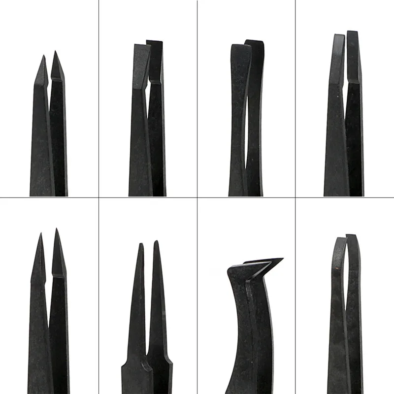 Black ESD Anti-static Carbon fiber Tweezers Electronic Plastic Tweezers Forceps PCB Repair Hand Tools
