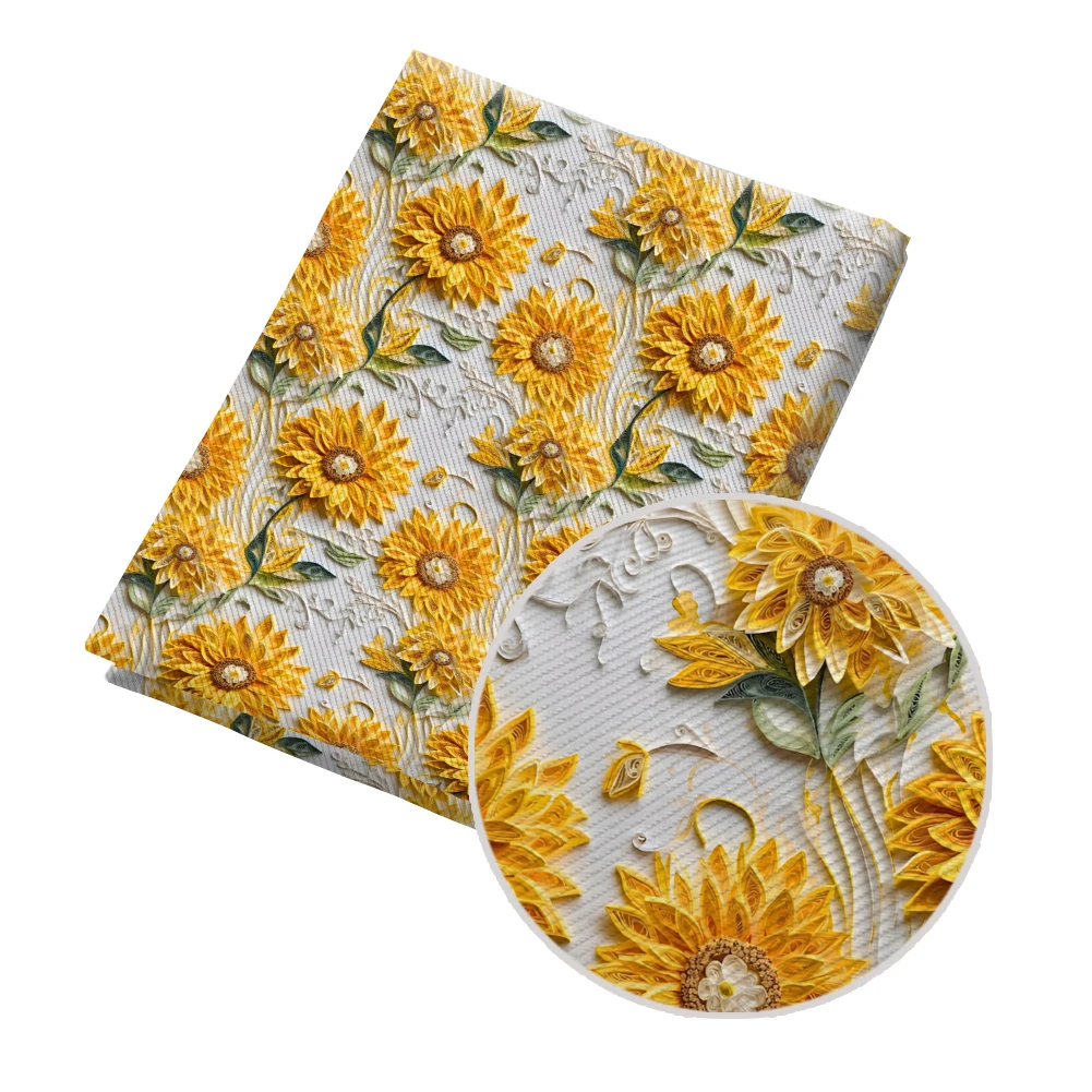 Leopard print sunflower Printed Twill Fabric Waterproof Breathable Design Curtain Decoration