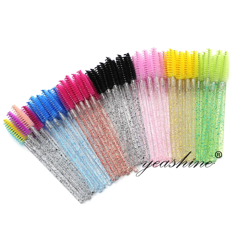 Eyelash Brush Disposable Glitter Mascara Wand Applicator Eye Shadow Key Chain Lashwands Pink Lash Spoolie