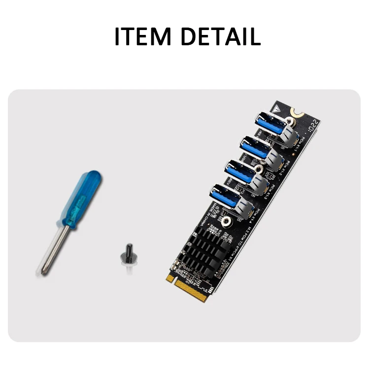 M.2 PCI Express Multiplier PCIE 1 to 4 Riser Card for PCI Express X16 Riser Graphic Card ASM1184E PH410