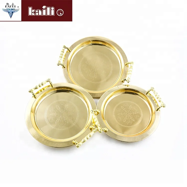 Wholesale Good quality large size  food  round shape stainless steel serving tray
