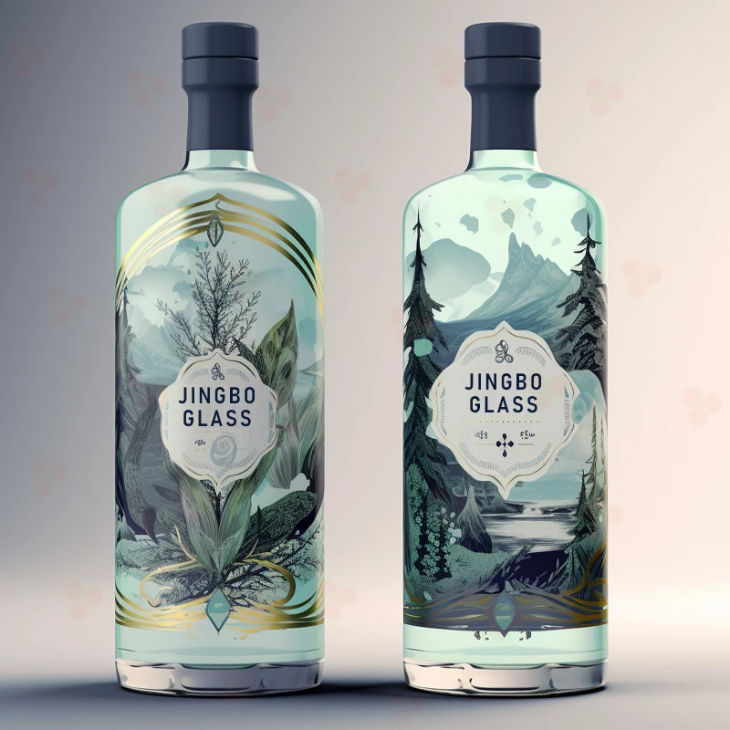 700ml 750ml  Whiskey Spirits Liquor Whiskey Alcohol Tequila Round Glass Bottle With Lid Shrink Wrap Plain top