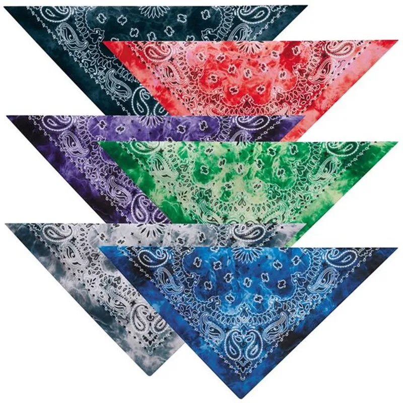 Tie Dye Bandana 100% Cotton Double Sided Paisley Bandanas Headbands Cowboy Neck Scarf for Men and Women