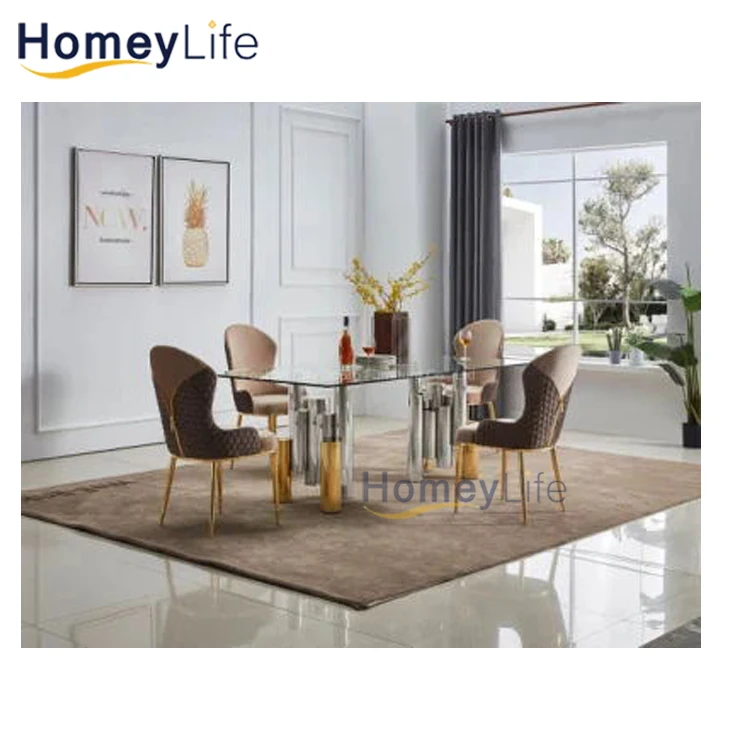 6ft Long Stainless Steel Wedding Banquet Dining Table Gold Frame with White Top