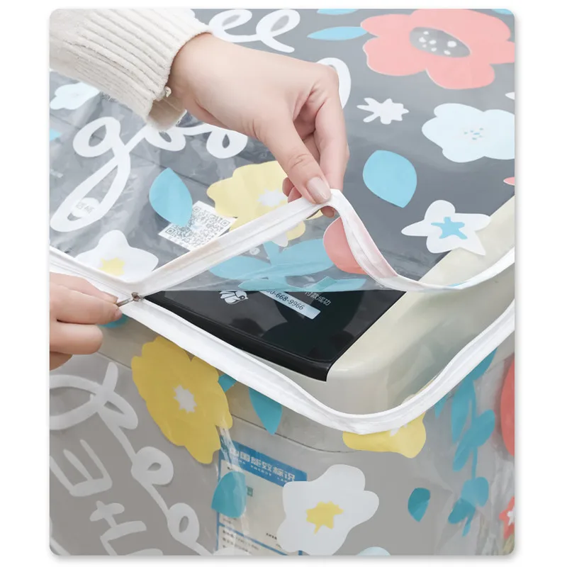 Ready To Ship PEVA Flower Printed Washing Machine Washer Dryer Dust Cover