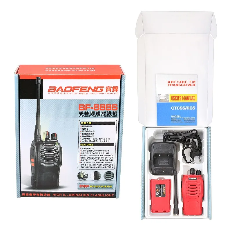 Walkie Talkie BaoFeng BF-888S Red Portable Handheld Transmitter 888S Baofeng Two Way Radio