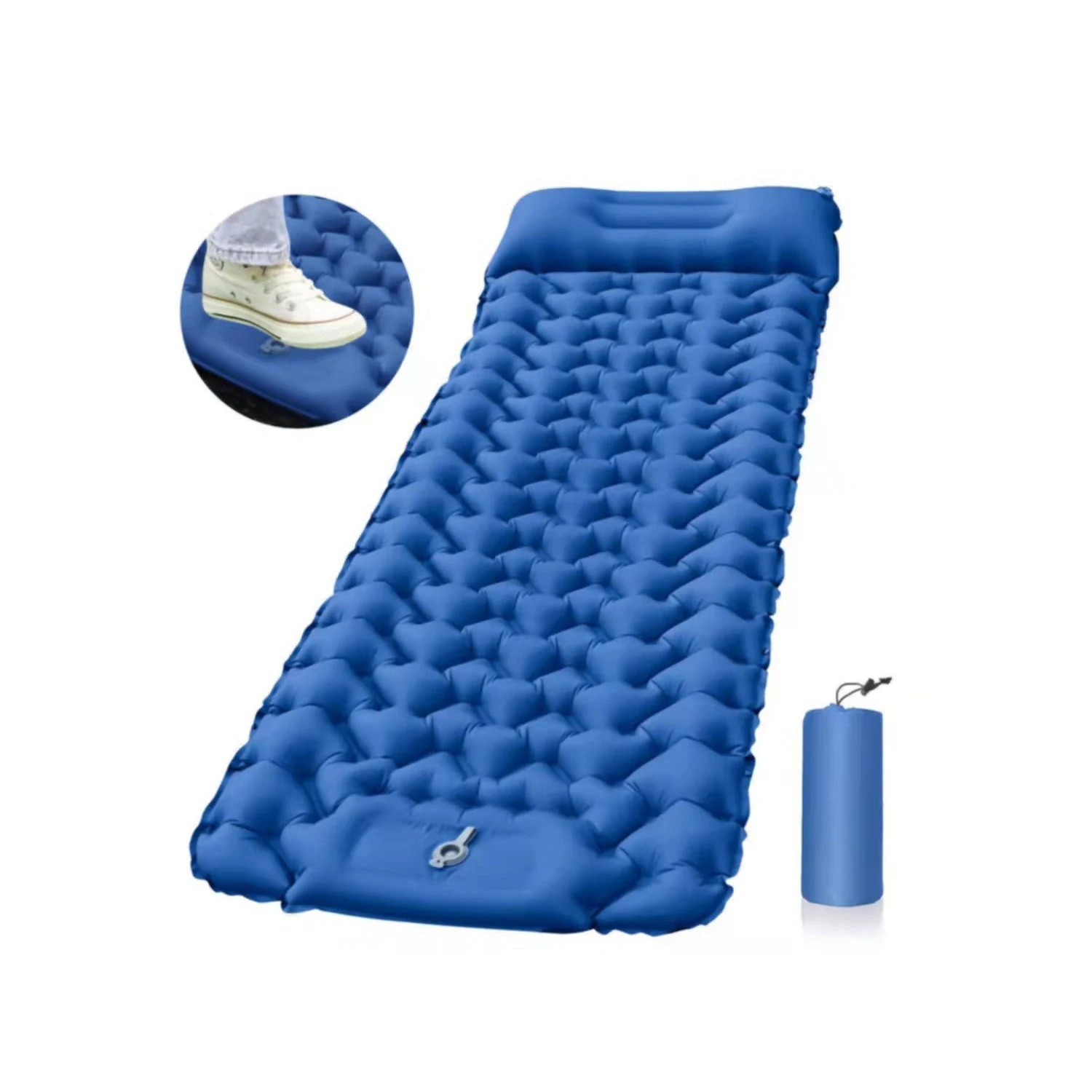 Outdoor Ultralight Sleeping Pad Built in Pump Camping Self Inflating Sleeping Mat with Air Pillow for Hiking Traveling