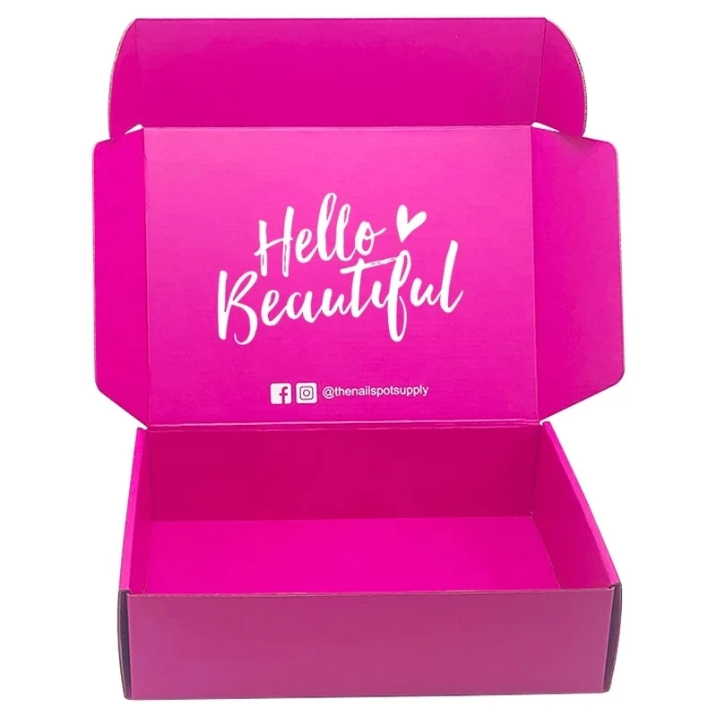 Custom Free Sample Logo Pink Color Cosmetic Corrugated Packaging Mailer Box Shipping Box Paper Box