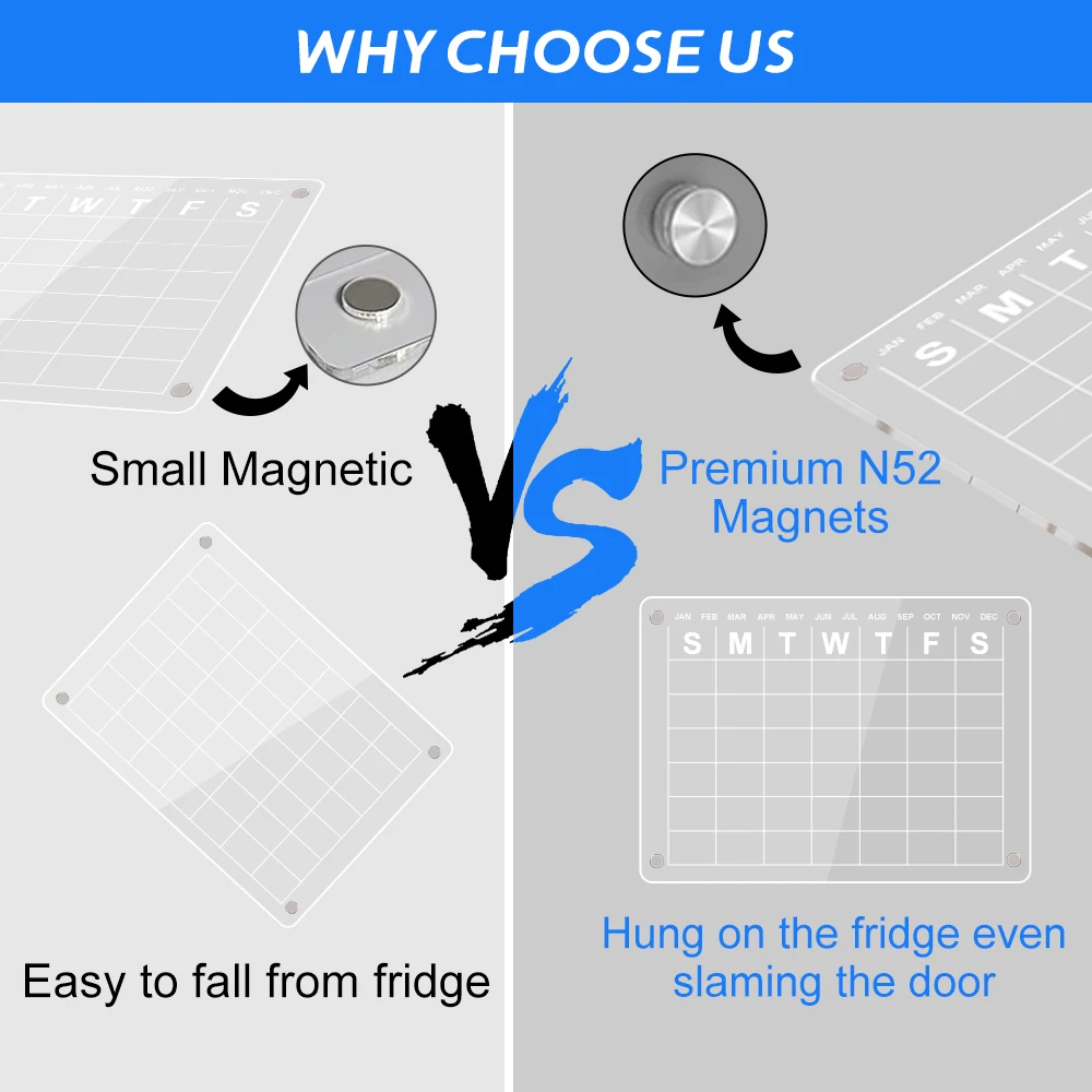 Supplier Clear Printing Planners Portable Magnetic Fridge Calendar Dry Erase Acrylic Whiteboard  Monthly And Weekly