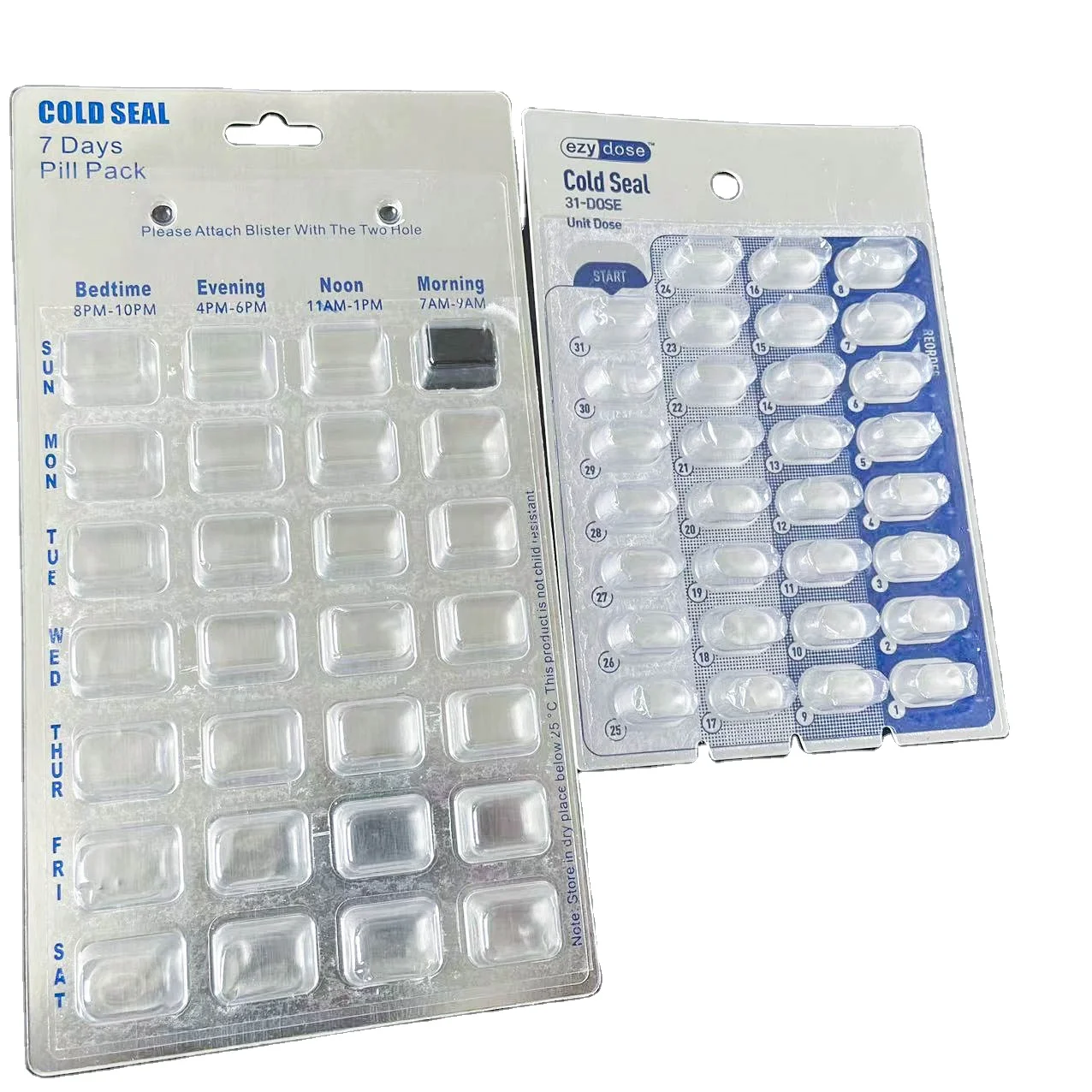 Customized Clear 7 Days Weekly Medication Pack Tray Capsules Pill Plastic Blister Packaging Tray Manufacturer