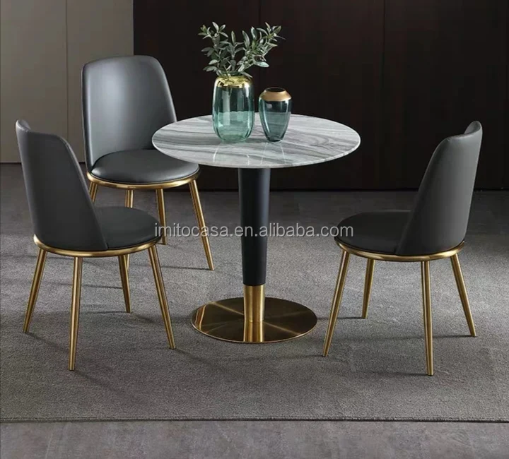 
Italy Modern Design Round Coffee Table With White Marble Top European Luxury Small Round Meeting/Negotiating Table 