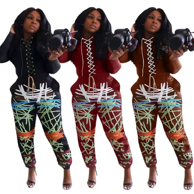 Брюки с контрастным принтом Amazon + Бандаж с ушками, комплект из двух предметов