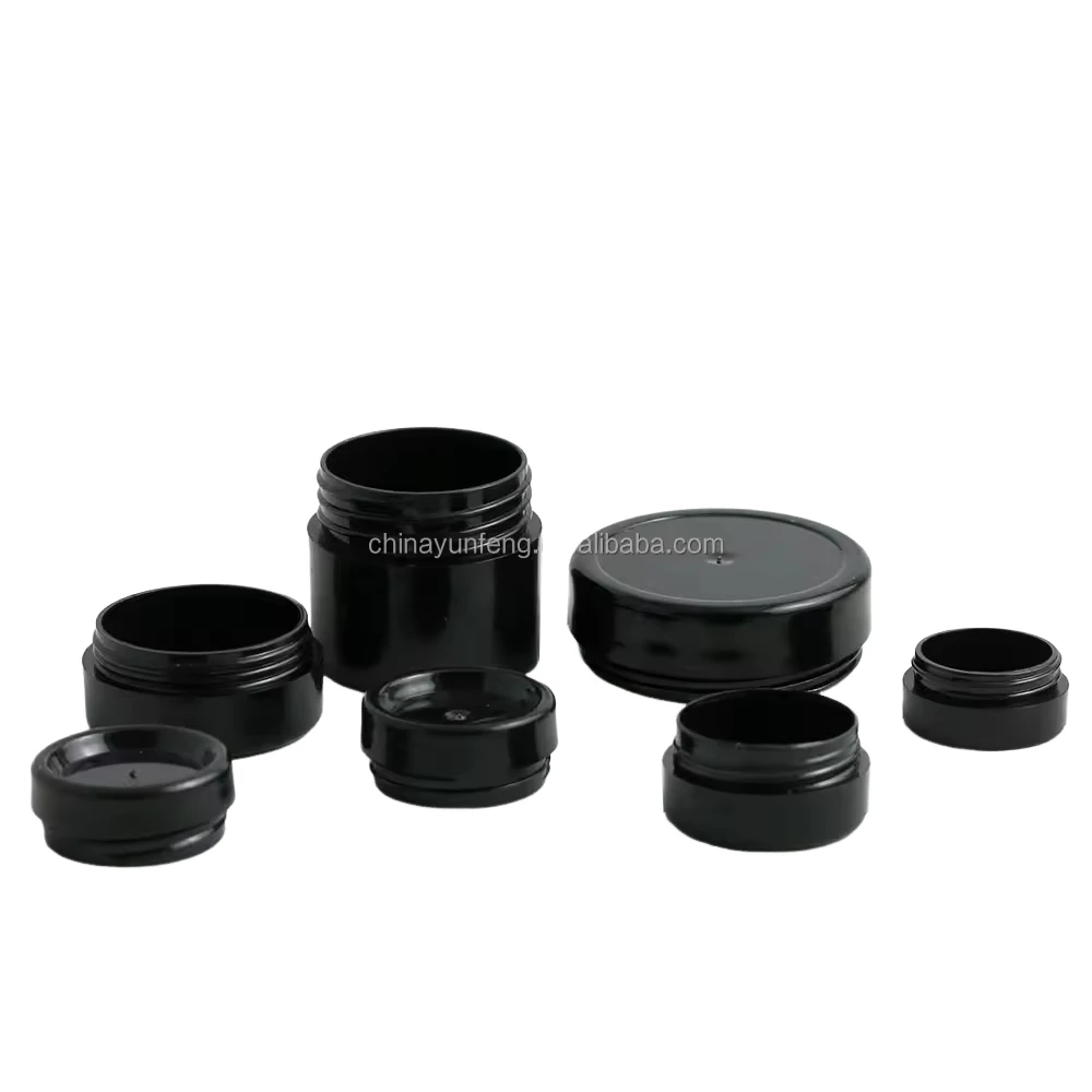 1g 2g 3g 5g  Small Black Cream Jar Plastic Pot Box Mini Transparent Cosmetic sample Container with Lids in stock
