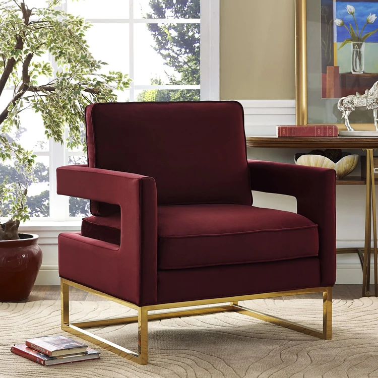 Hotel multicolor velvet modern single lounge living room  furniture velvet accent chairs