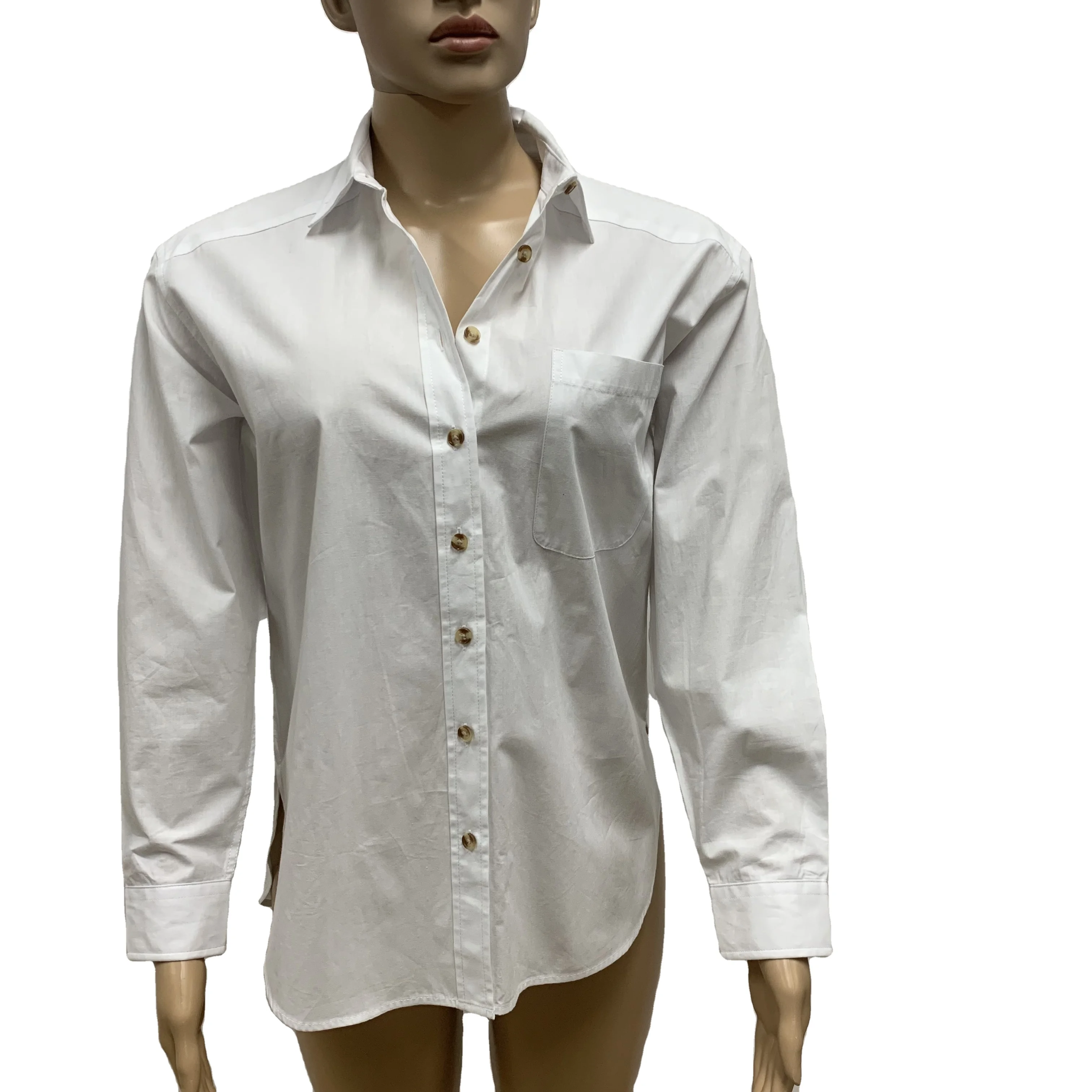 Women Cotton Long Sleeve Dress Casual Shirt Modest Blouse&Shirts