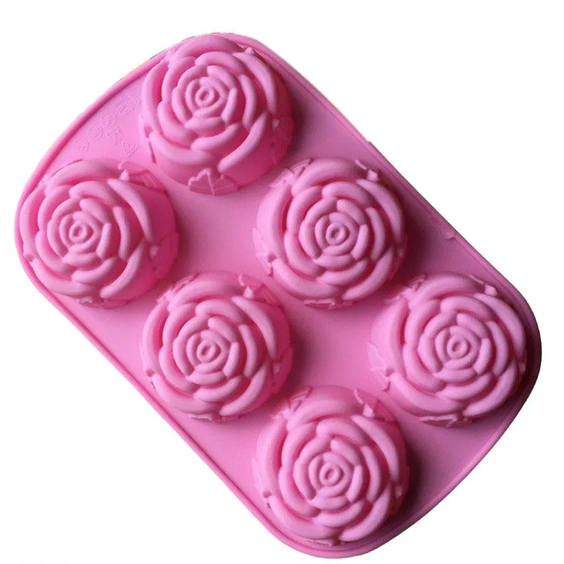 China Wholesale Rose Silicone Molds For Candles 6 Cavity Rose Shape Ice Cube Mold Maker Mold Silicone Ice Cube Tray