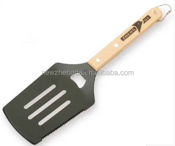 
BBQ Grill Spatula Stainless Steel Shovel with Wooden Handle Griddle Scraper 