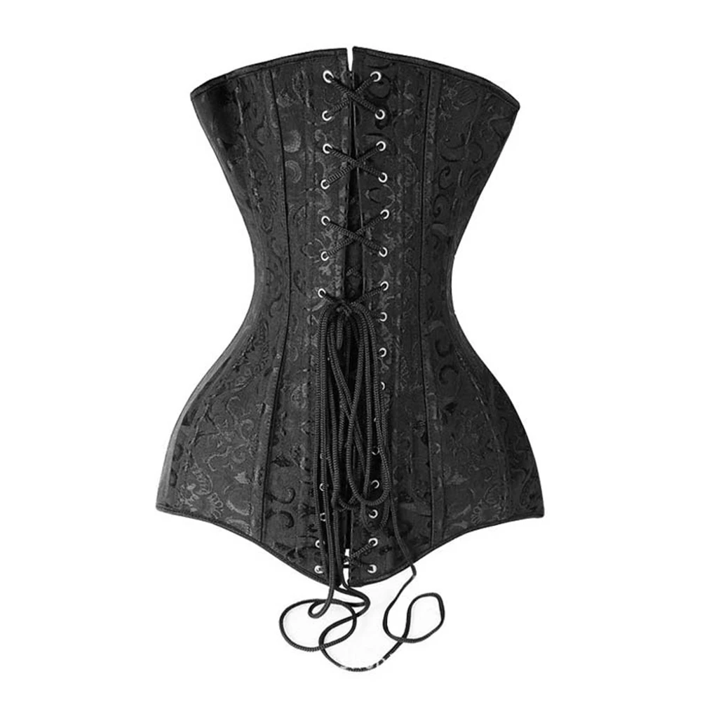Women Plus Size Sexy Waist Trainer Shapewear Leather Strap Steel Gothic Corsets and Bustiers Long Line Corset Overbust