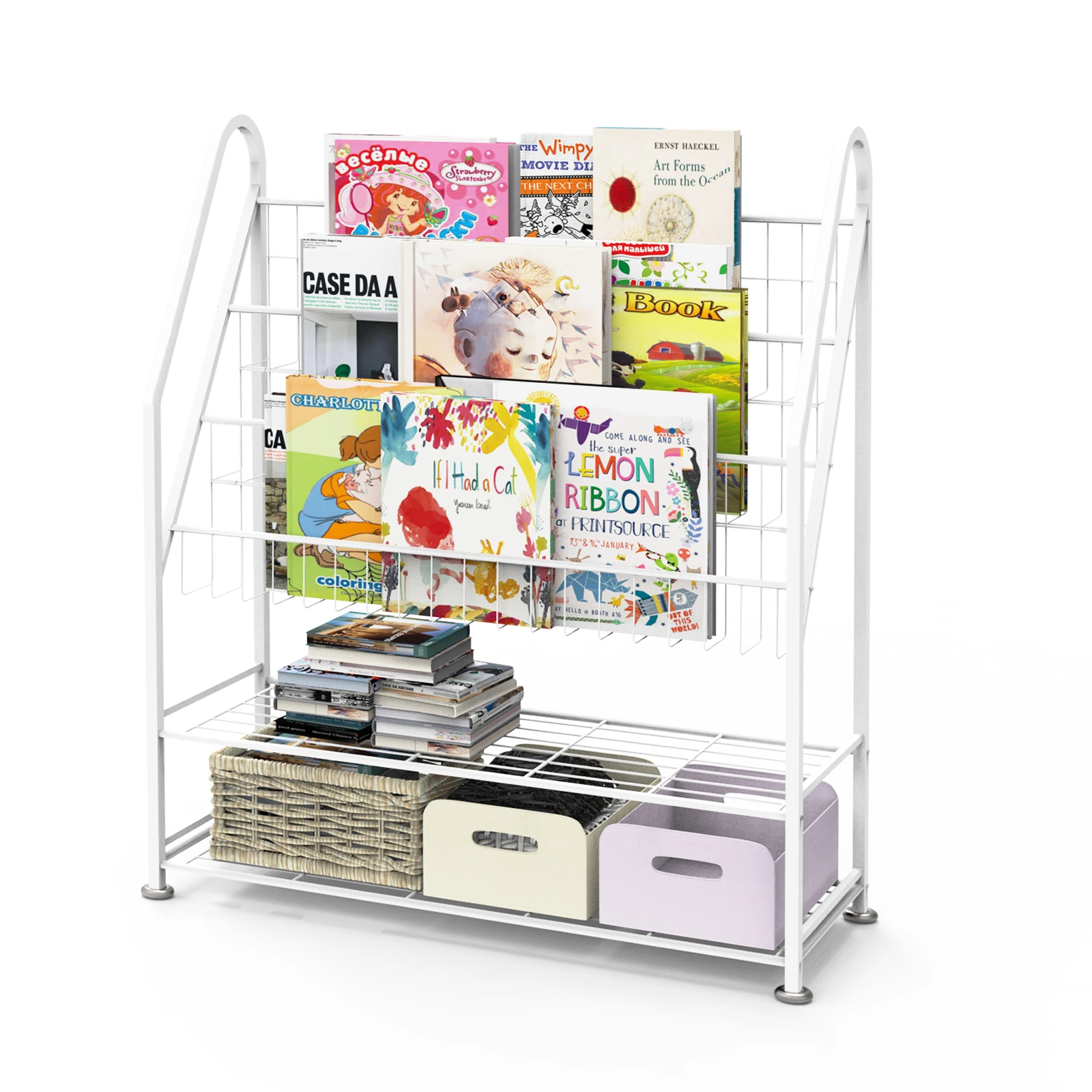 White Wall Mounted Metal Shelf Kids Bedroom Bookshelf Book Shelves Metal Book Shelf