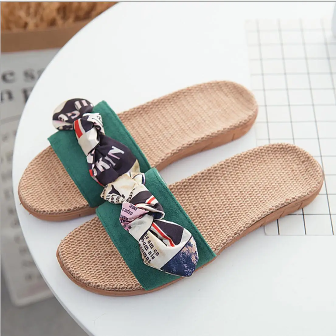 2020 top grade bow upper sandals for women and ladies for summer indoor straw style