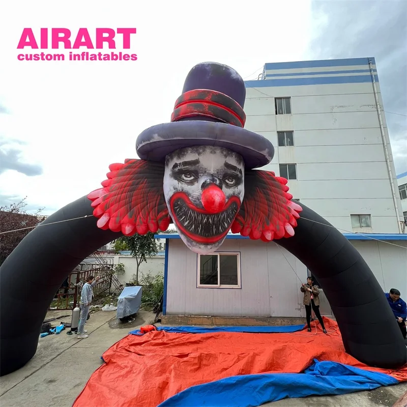 Large size outdoor activities decoration inflatable horror clown face arch for Halloween festival party display