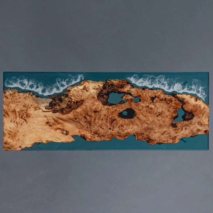 Unique Texture Artworks Epoxy Resin Table Top Red Pterocarpus Erinaceus Poir Blue Resin River Epoxy Dining Table