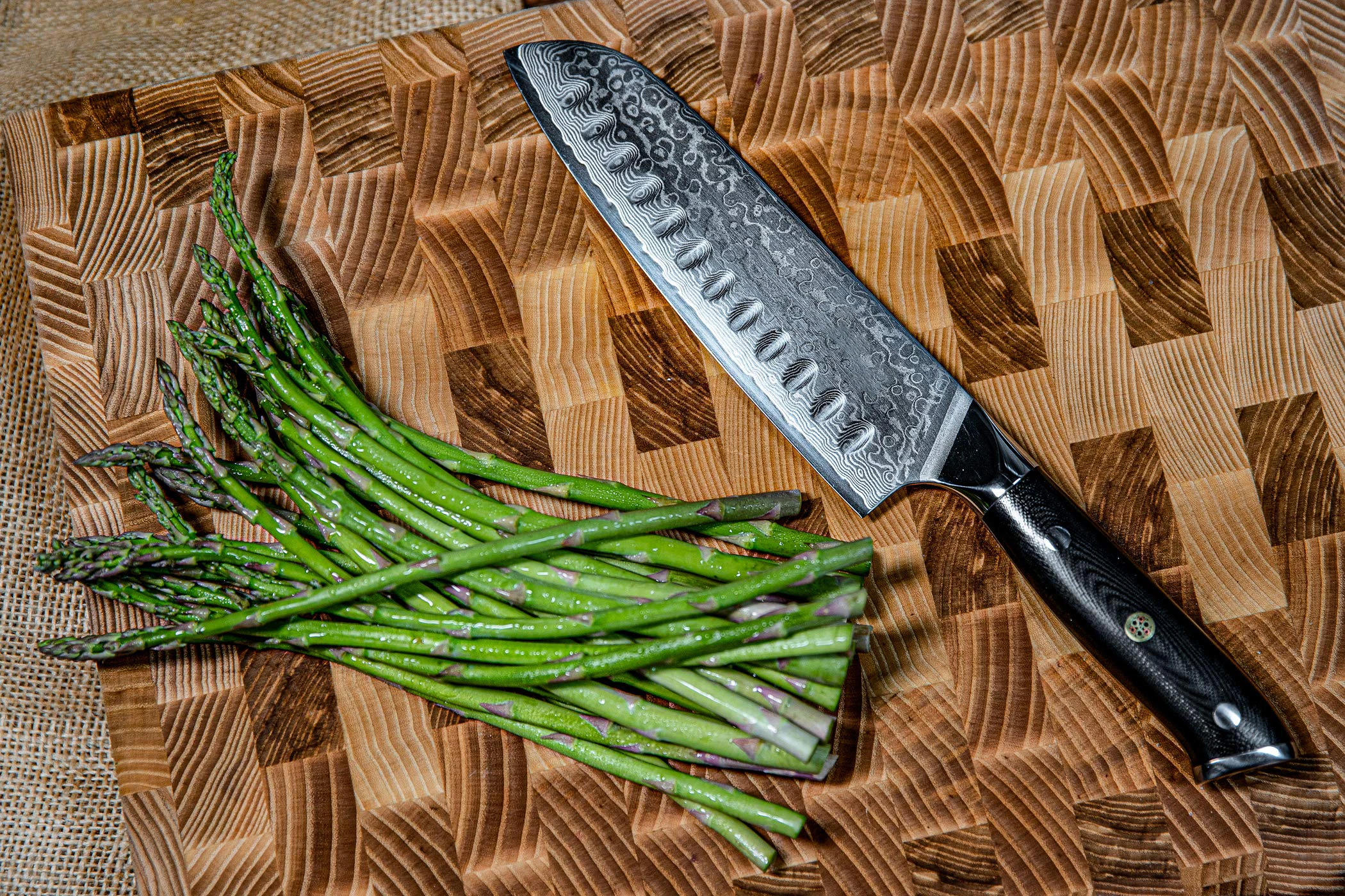 high carbon steel japanese kitchen handmade santoku knife