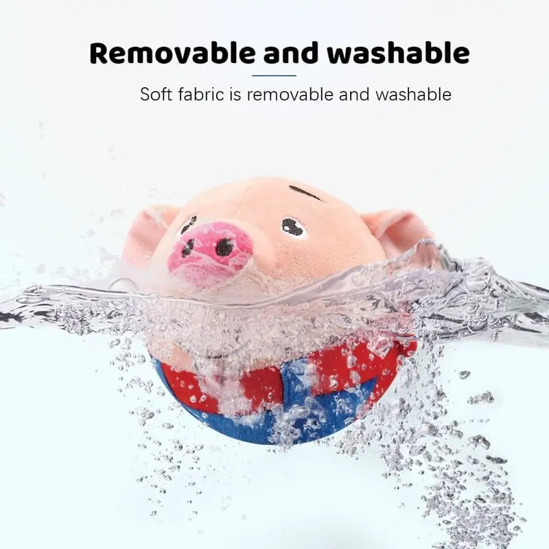 Hot Selling Rechargeable USB Cartoon Pig Electronic Interactive Dog Toy Pet Bouncing Balls Active Moving Plush Dog Squeaky Toy