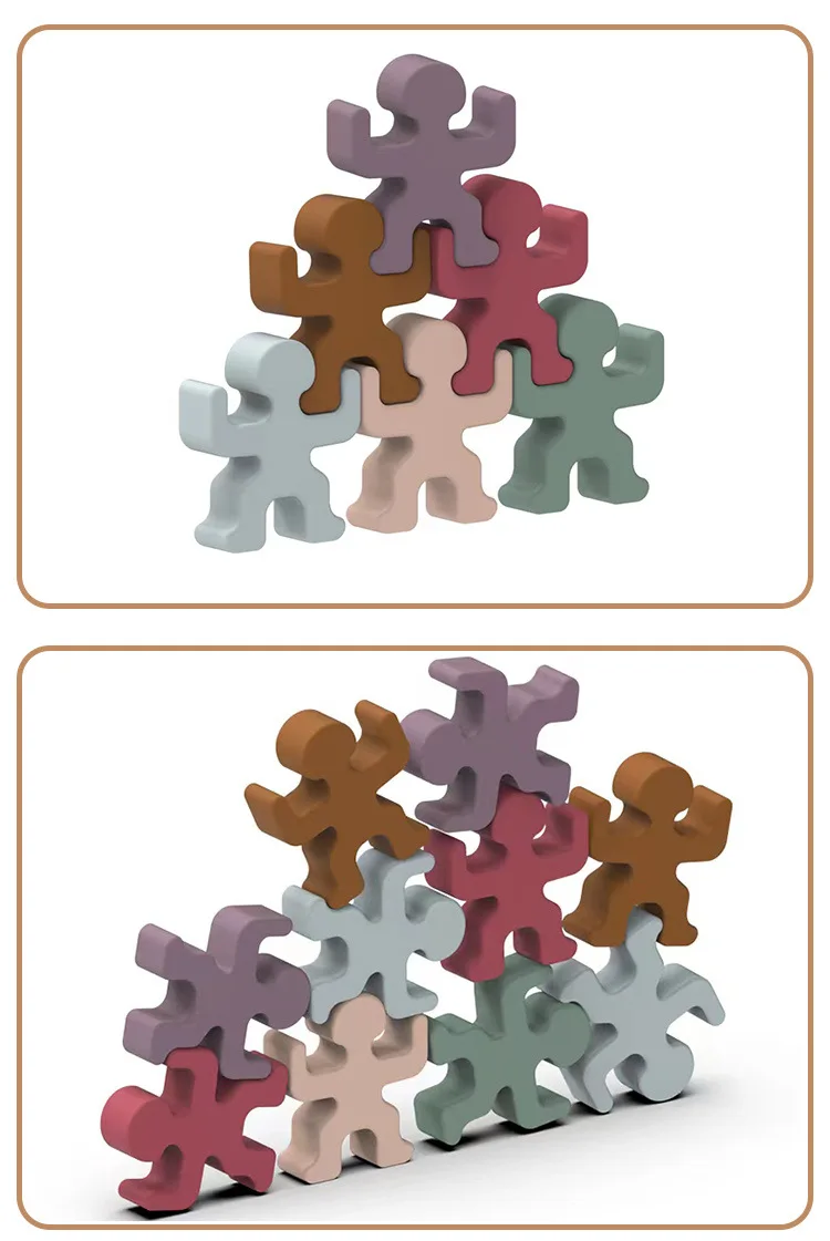 Funny Stacking Toys Set Food Grade Silicone Stacking Puzzle Building Blocks teething chew toy silicone baby teether