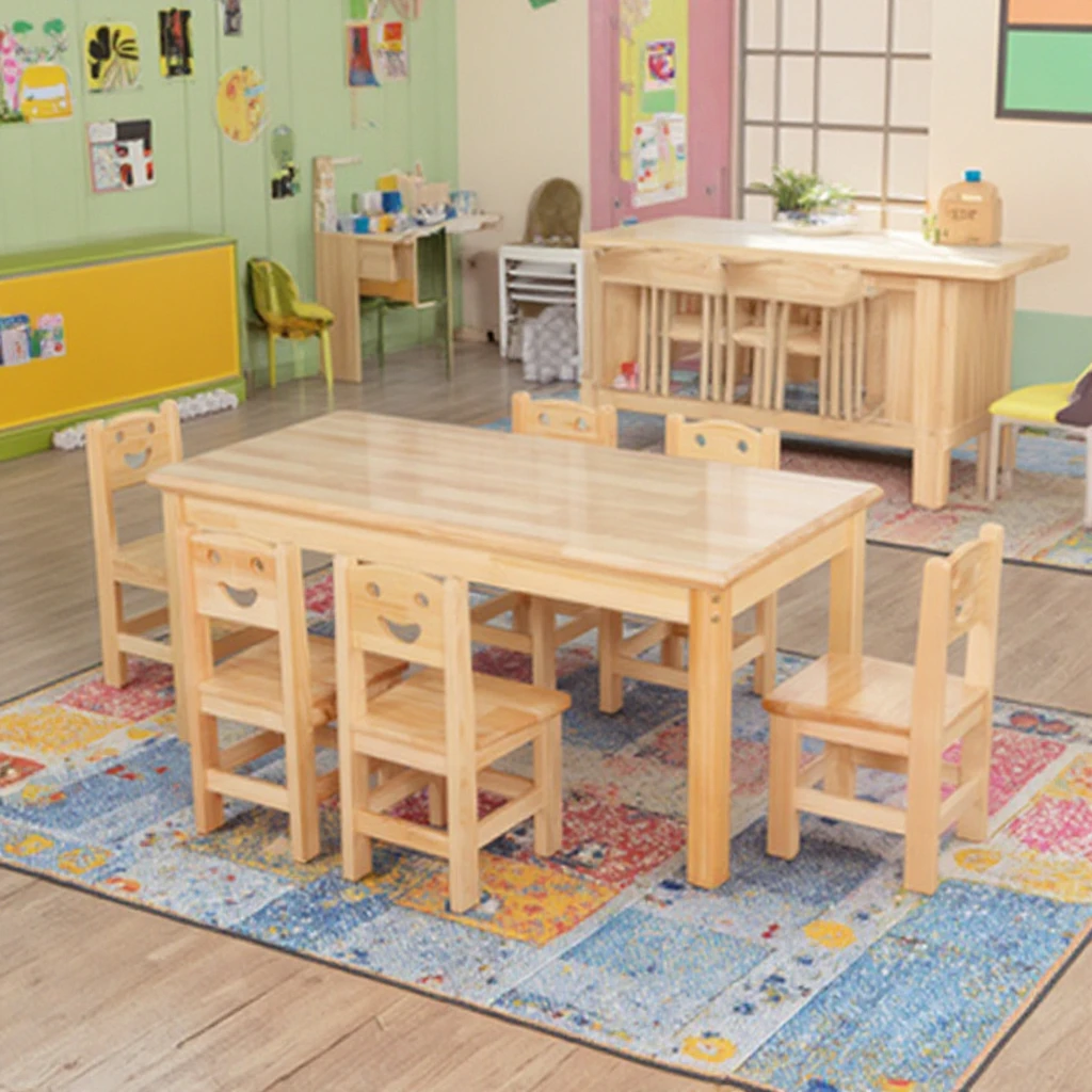 Modern Montessori Daycare Wooden Stable Table and Chair Set for Kids for Preschool Kindergarten  Use