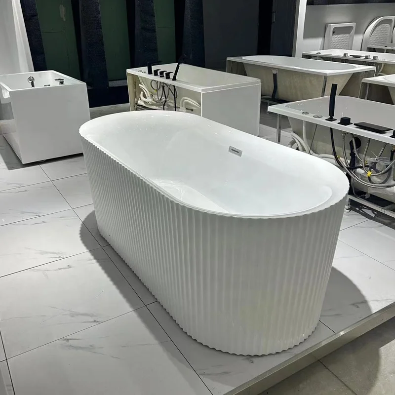 Modern Design Bath Tub Oval Artificial Stone Bathtubs Free Standing Bathtub For Adults